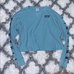 pink long sleeve cropped shirt